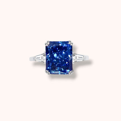 Deep Blue Crushed Ice Cut 925 Sterling Silver Ring