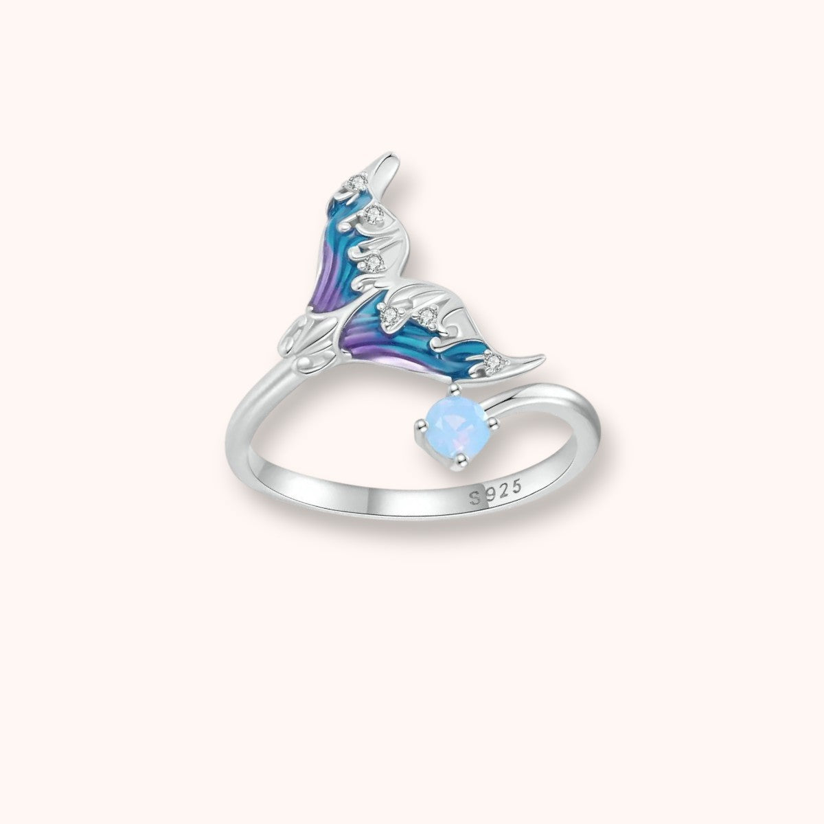 Aurora Mermaid Tail 925 Sterling Silver Ring