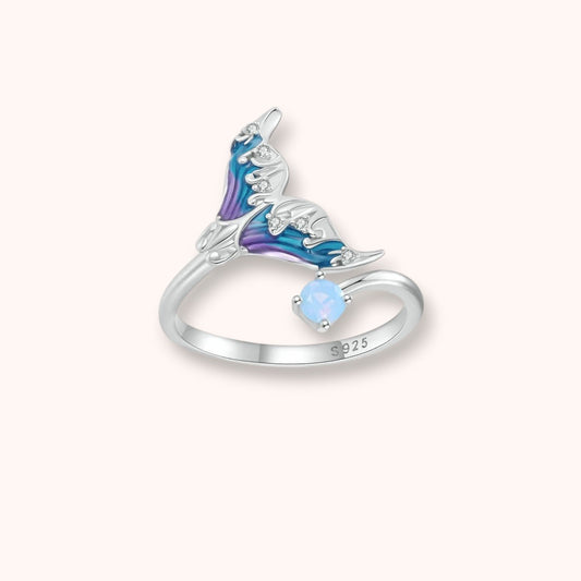 Aurora Mermaid Tail 925 Sterling Silver Ring