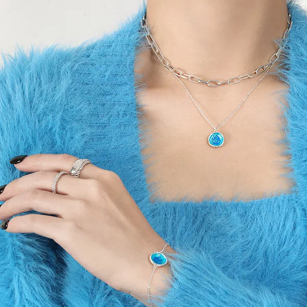 Ocean Drop Pendant 925 Sterling Silver Necklace