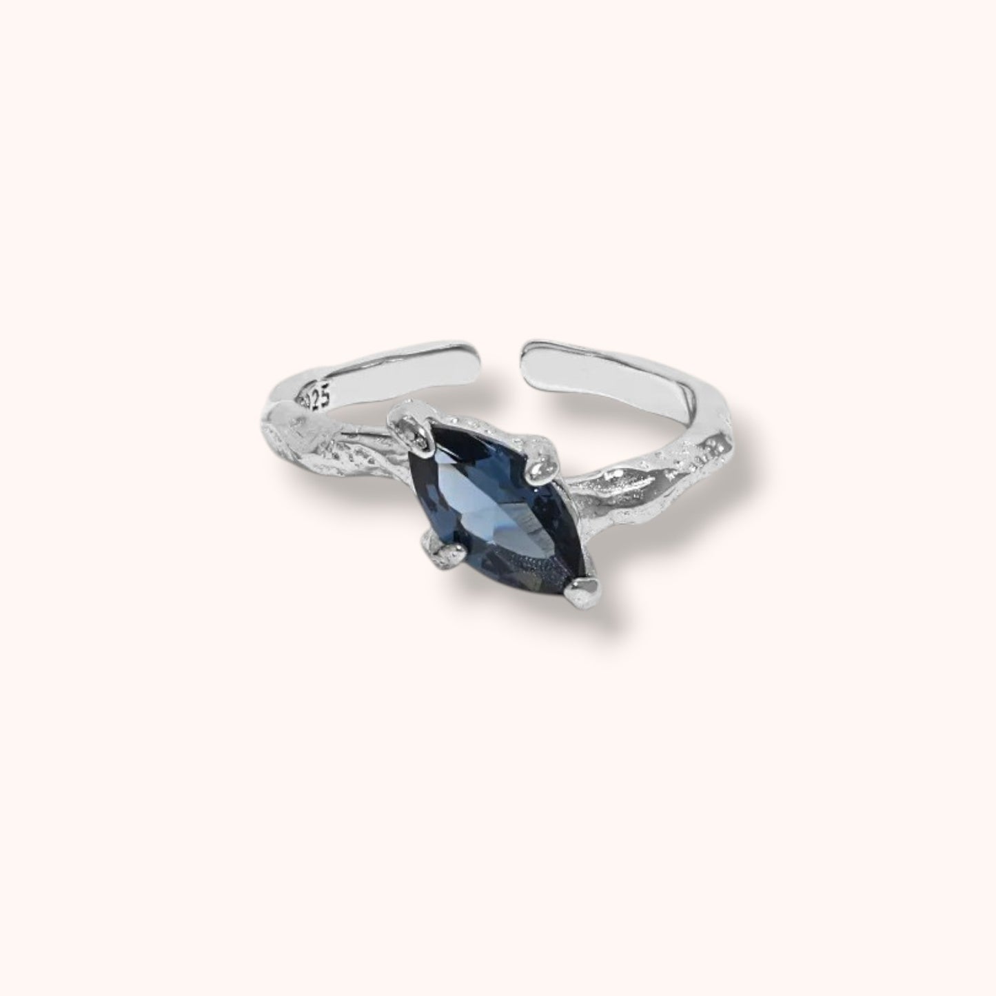 Midnight Tide Marquise 925 Sterling Silver Ring