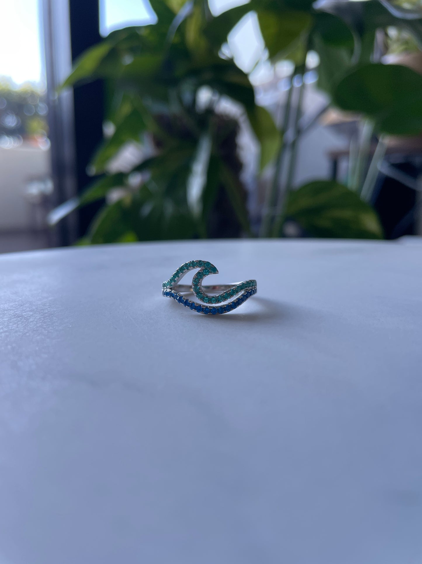 Summer Blue Double Wave Ring