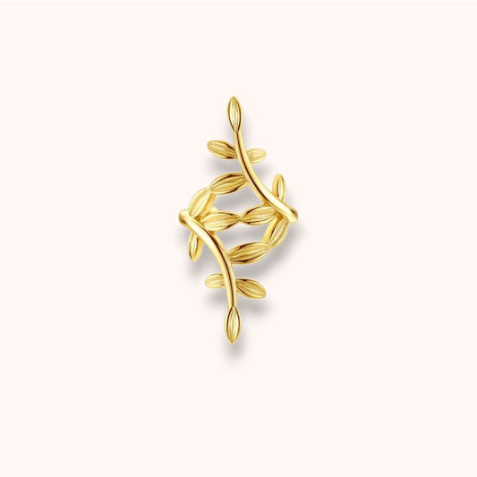 Golden Vine Leaf Ear Cuff – 925 Sterling Silver