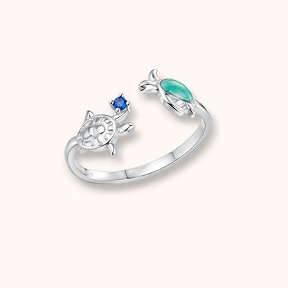 Double Turtle Open  925 Sterling Silver Ring