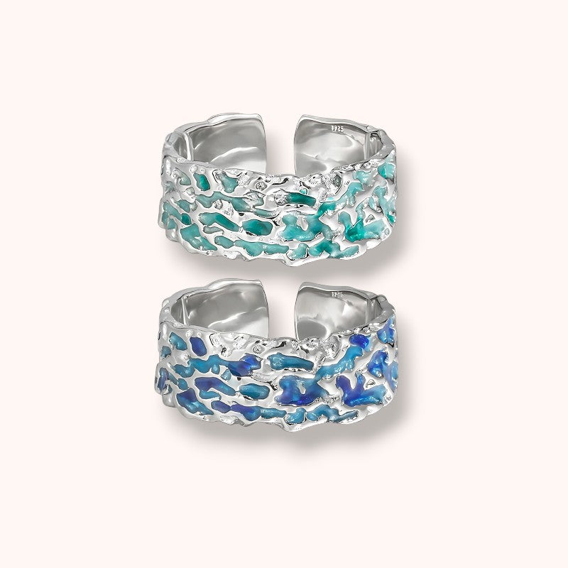 Sculpted Ocean Edge 925 Sterling Silver Ring