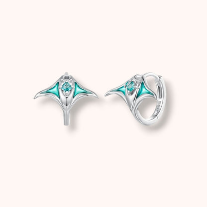 Manta Ray Hoop Earrings 925 Sterling Silver