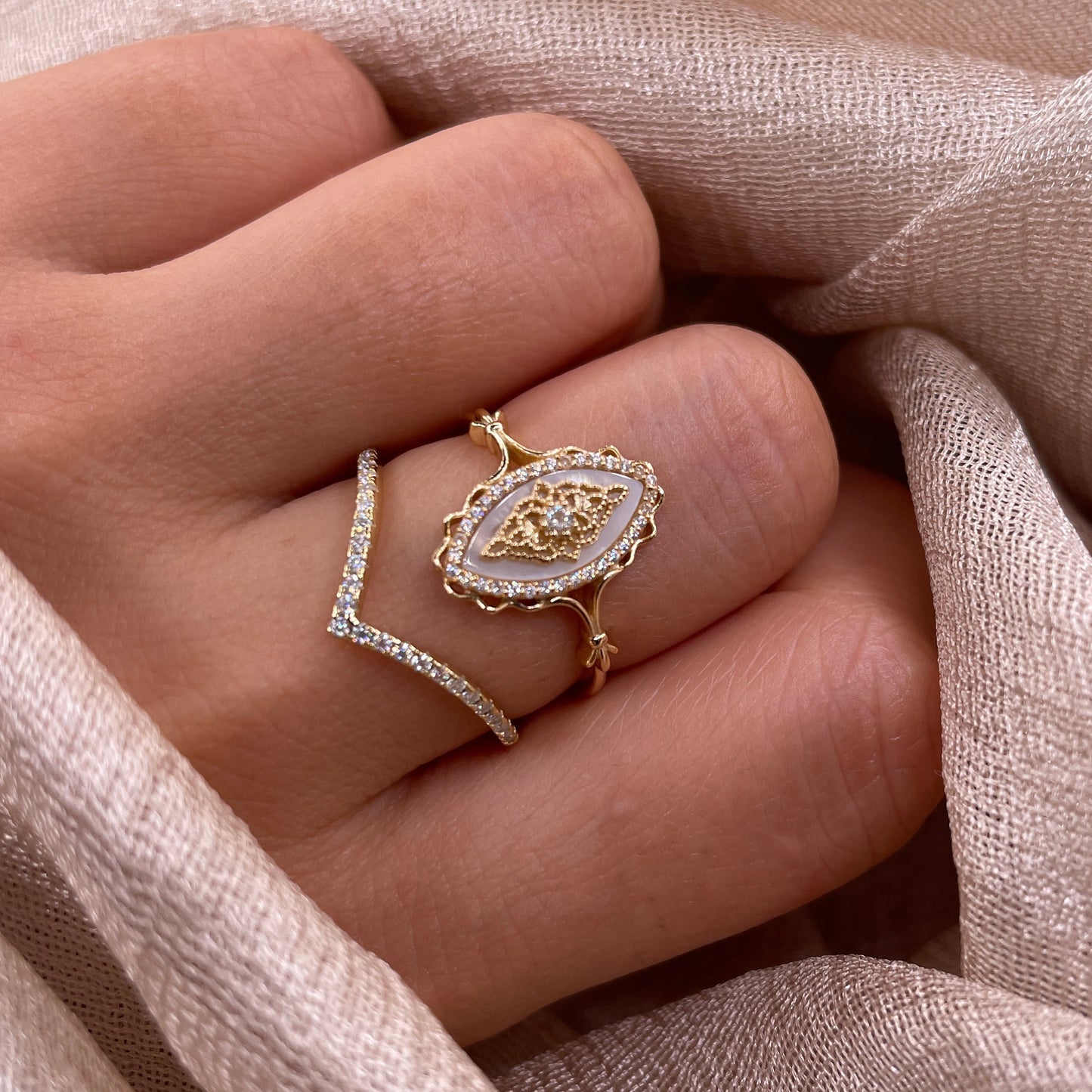 Shell Aura 925 Sterling Silver Ring