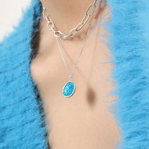 Ocean Drop Pendant 925 Sterling Silver Necklace