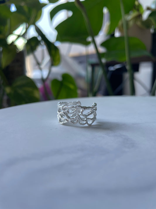Tide Texture 925 Silver Statement Ring