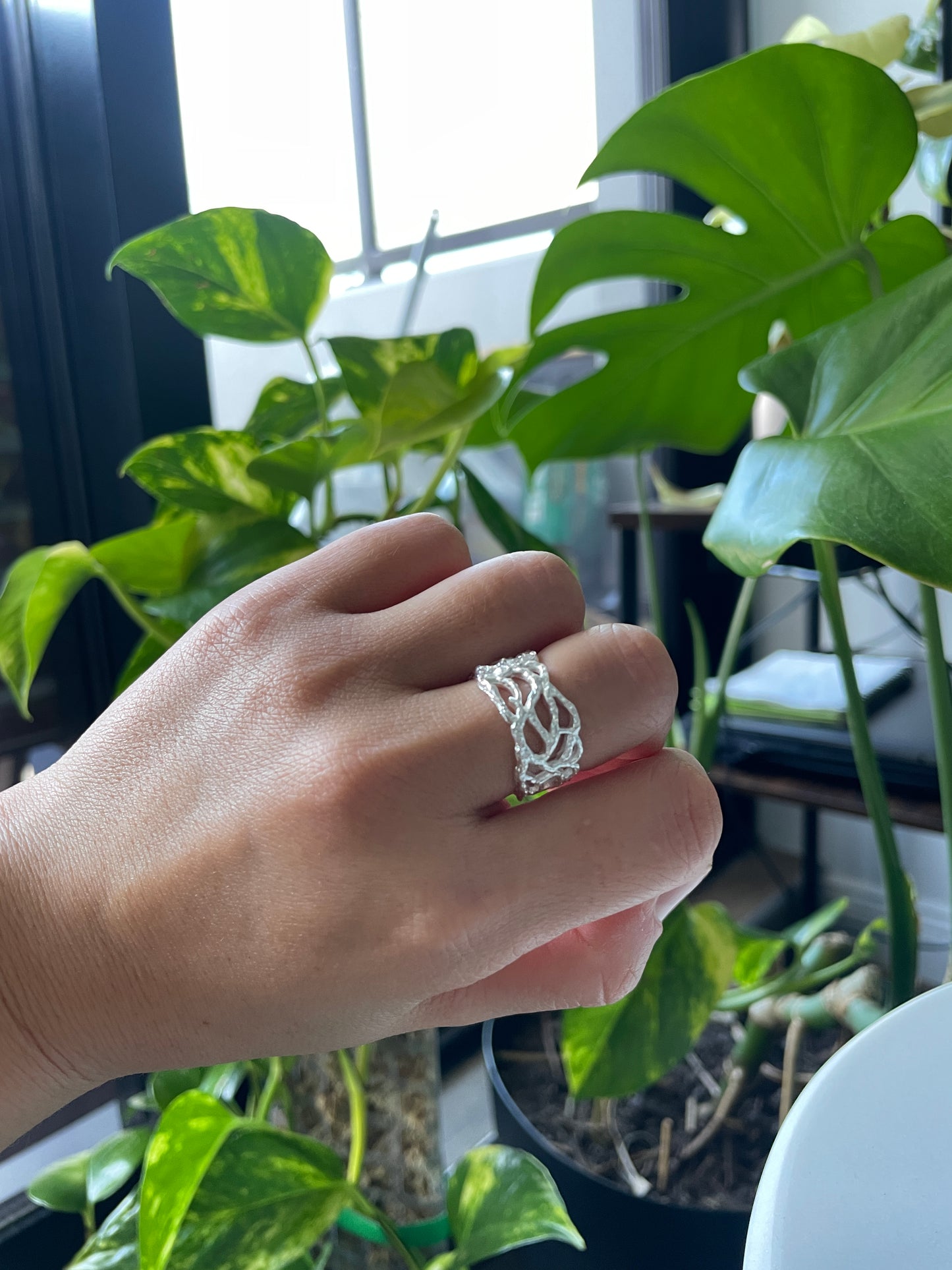 Tide Texture 925 Silver Statement Ring