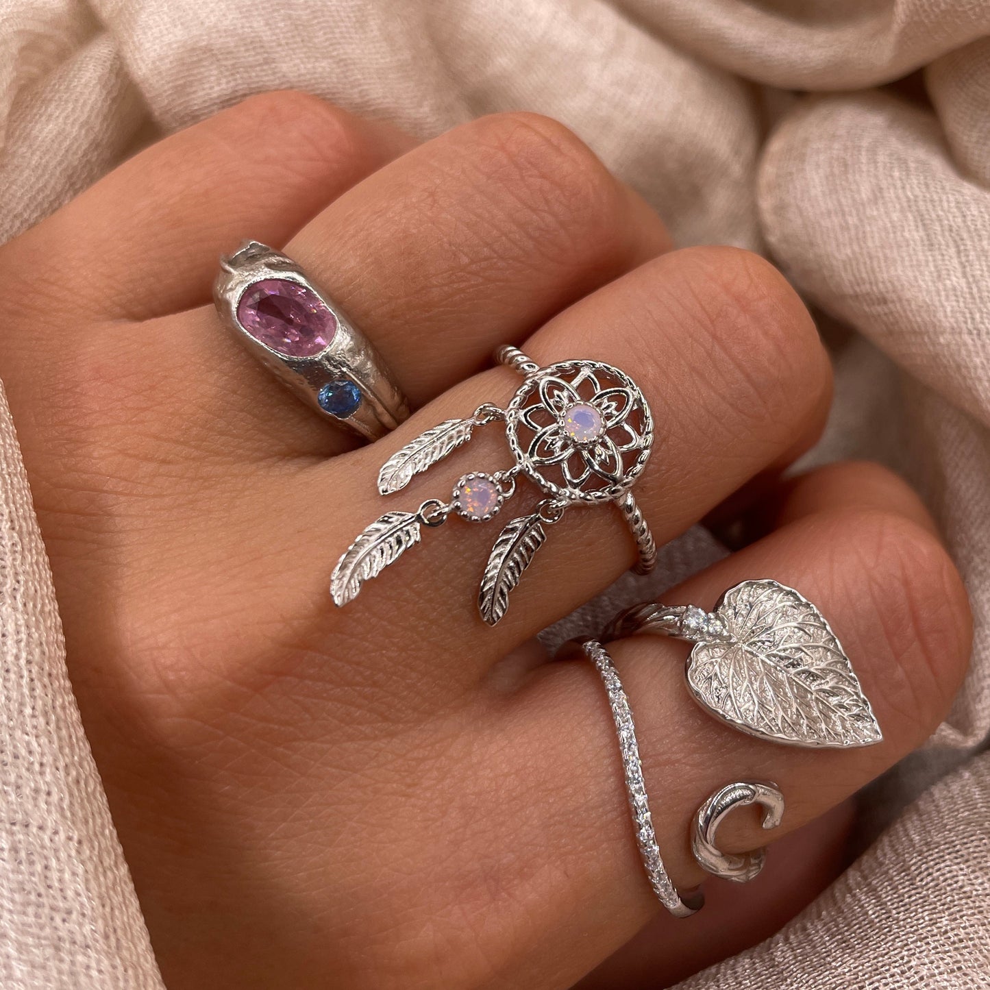 Dream Catcher Open 925 Sterling Silver Ring