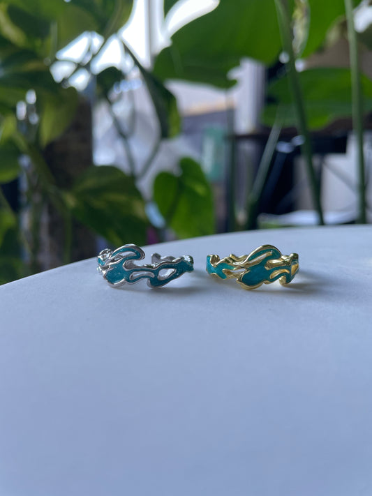 Wave Flow Unique Adjustable 925 Sterling Silver Ring