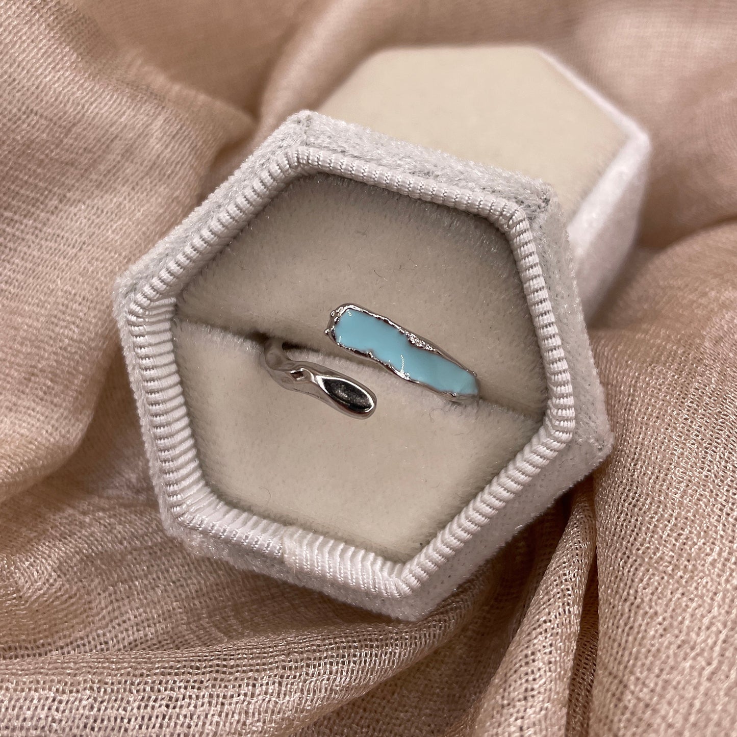 Ocean Drip Enamel Open 925 Sterling Silver Ring