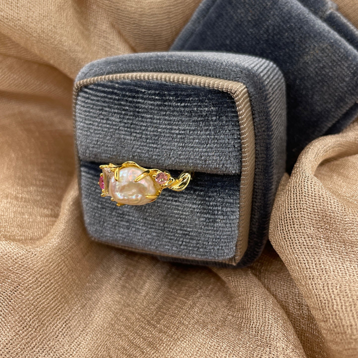 Pearl Bloom Freshwater Pearl Open 925 Sterling Silver Ring