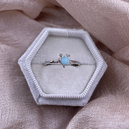 Blue Sea Turtle Open 925 Sterling Silver Ring | Ocean-Inspired Adjustable Ring