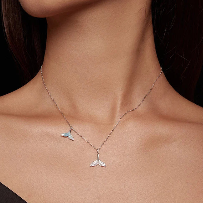 Mermaid Tail Necklace – 925 Sterling Silver Blue Ocean Pendant