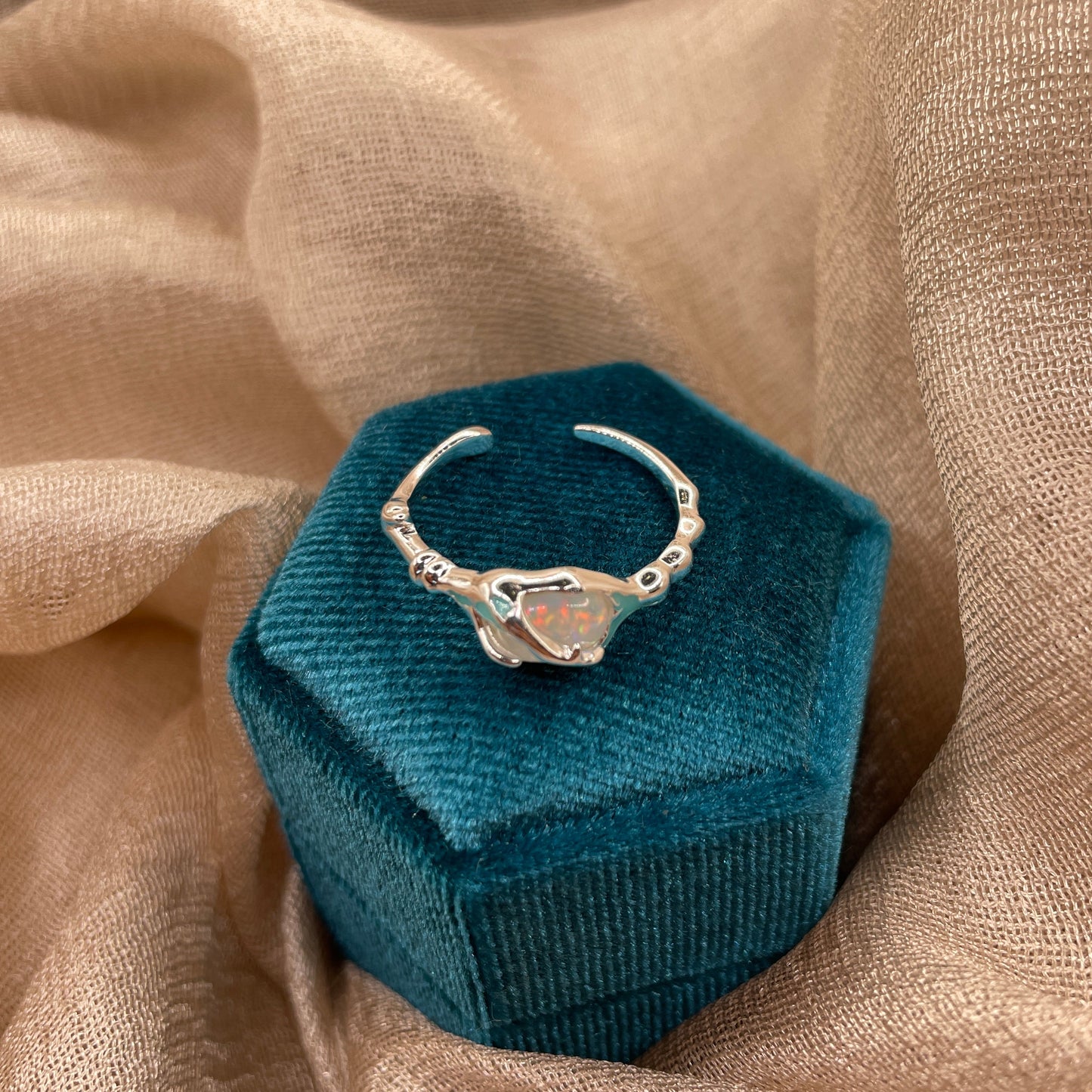 Sea Cradle Irregular Open 925 Sterling Silver Ring