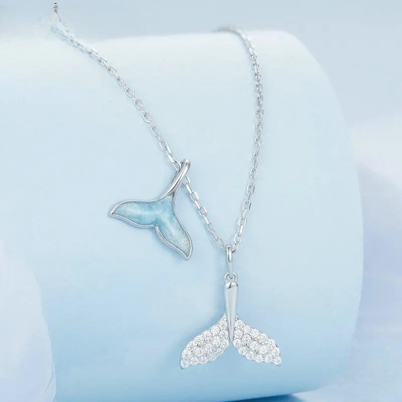 Mermaid Tail Necklace – 925 Sterling Silver Blue Ocean Pendant