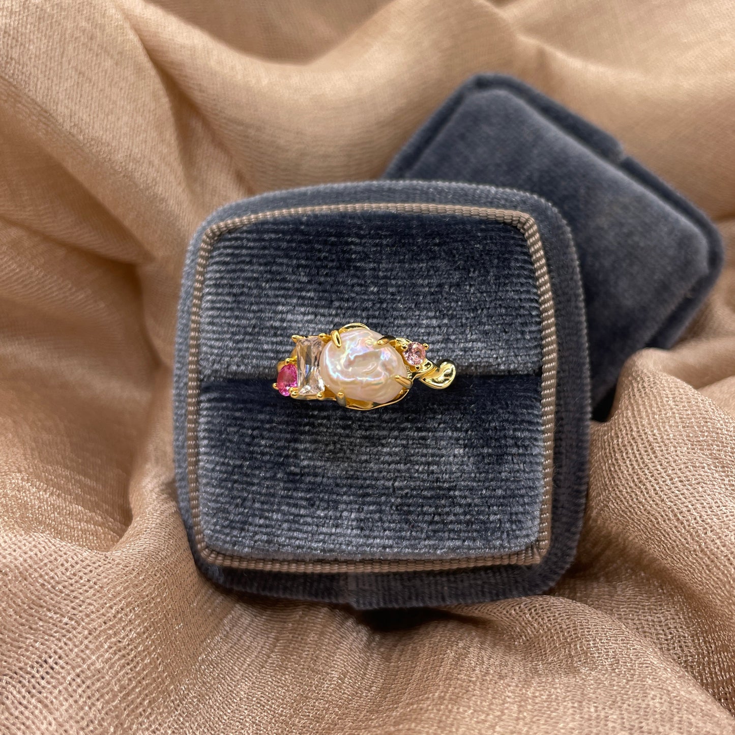 Pearl Bloom Freshwater Pearl Open 925 Sterling Silver Ring