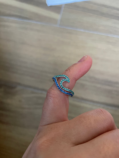 Summer Blue Double Wave Ring