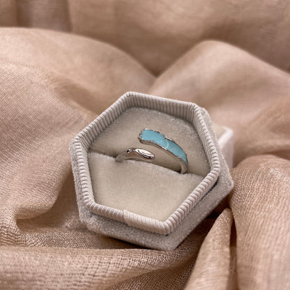 Ocean Drip Enamel Open 925 Sterling Silver Ring