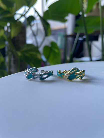 Wave Flow Unique Adjustable 925 Sterling Silver Ring