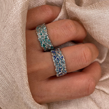 Sculpted Ocean Edge 925 Sterling Silver Ring