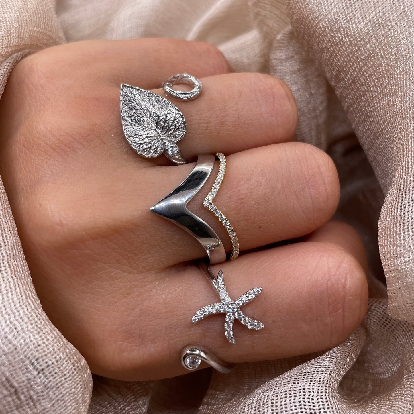 Apical Love 925 Sterling Silver Ring Sculptural Open Ring