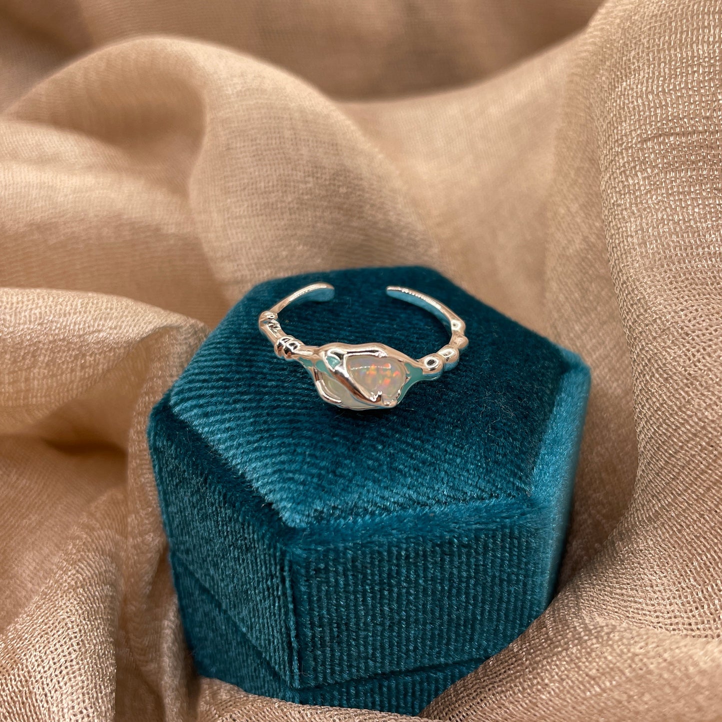 Sea Cradle Irregular Open 925 Sterling Silver Ring