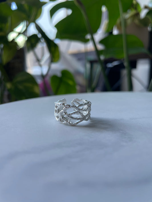Tide Texture 925 Silver Statement Ring