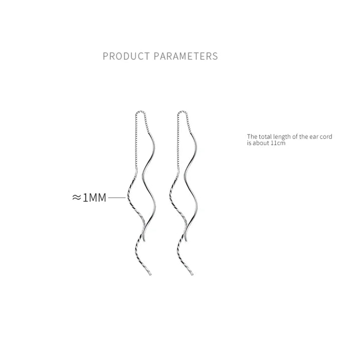 Wave Threader 925 Sterling Silver Earrings