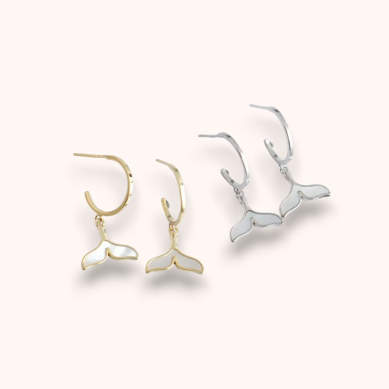 Whale Tail Hoop Earrings – 925 Sterling Silver