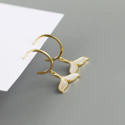Whale Tail Hoop Earrings – 925 Sterling Silver