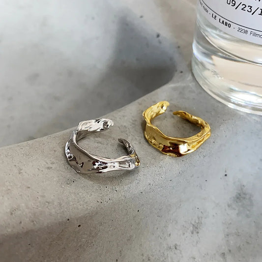 Lustura Ring – Organic Gold Textured 925 Silver Ring