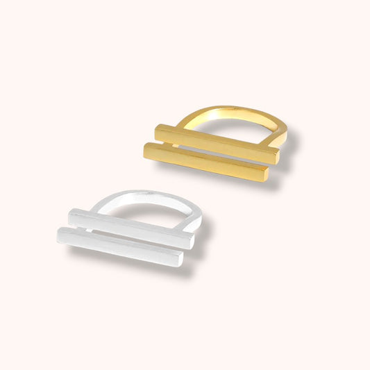 Geometric Bar Adjustable 925 Sterling Silver Ring