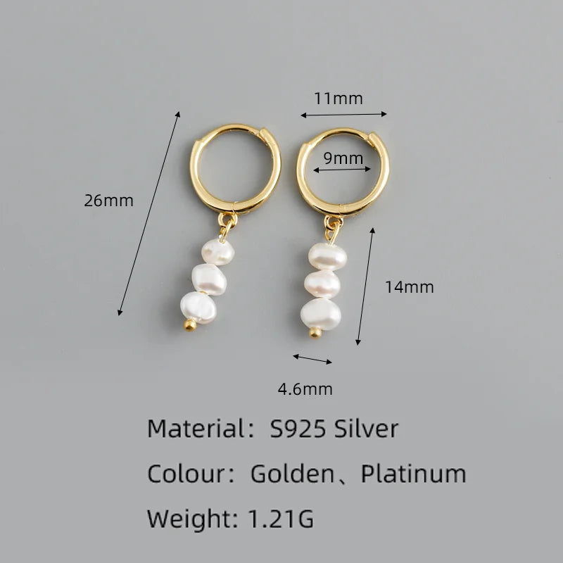 Freshwater Pearl Drift 925 Sterling Silver Hoops Earrings