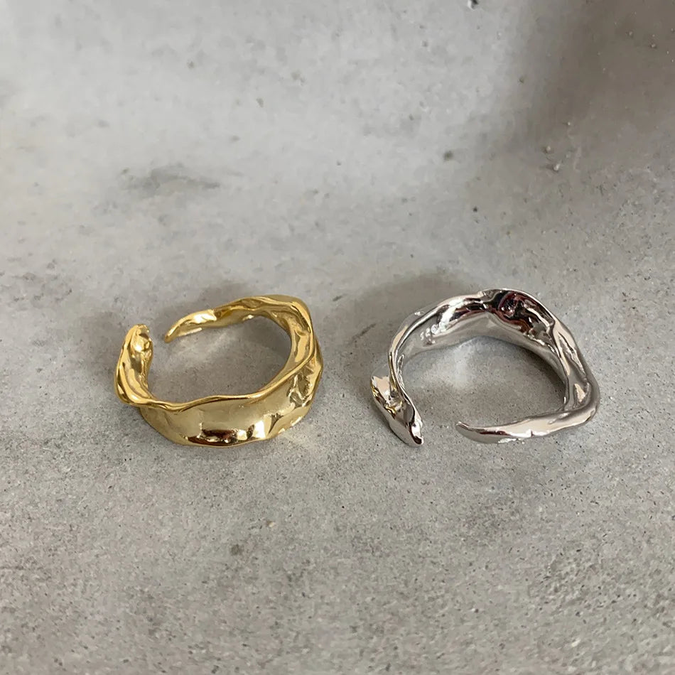 Lustura Ring – Organic Gold Textured 925 Silver Ring