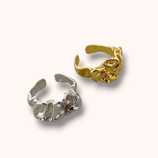 Molten Form 925 Sterling Silver Organic Sculptural Ring –