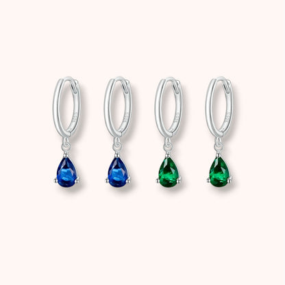 Blue & Green Teardrop 925 Sterling Silver Earrings