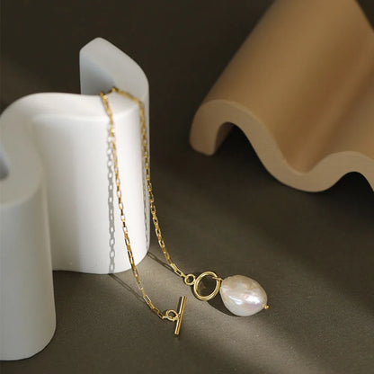 Freshwater Pearl Toggle 925 Sterling Silver Necklace