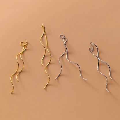 Wave Threader 925 Sterling Silver Earrings