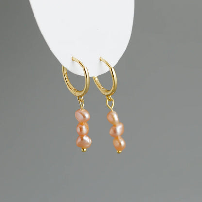 Freshwater Pearl Drift 925 Sterling Silver Hoops Earrings