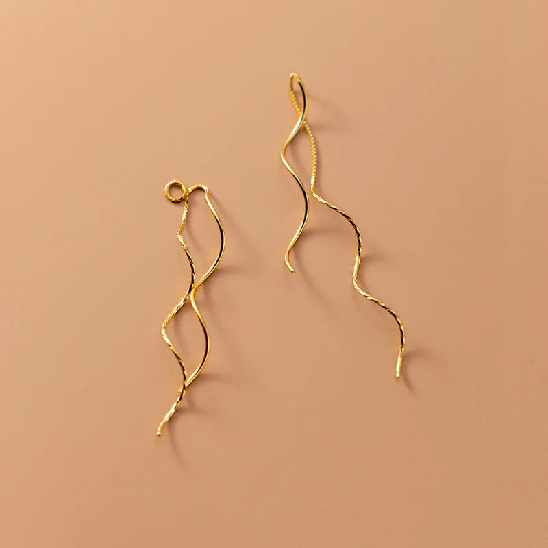 Wave Threader 925 Sterling Silver Earrings