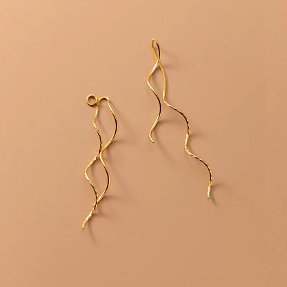 Wave Threader 925 Sterling Silver Earrings