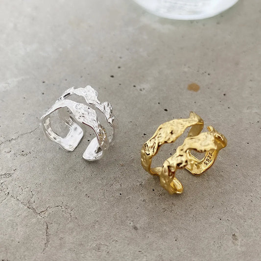 Folded Flow 925 Silver Open Ring