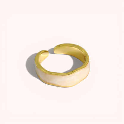 Cream Pearl Enamel 925 Sterling Silver Ring