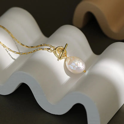 Freshwater Pearl Toggle 925 Sterling Silver Necklace