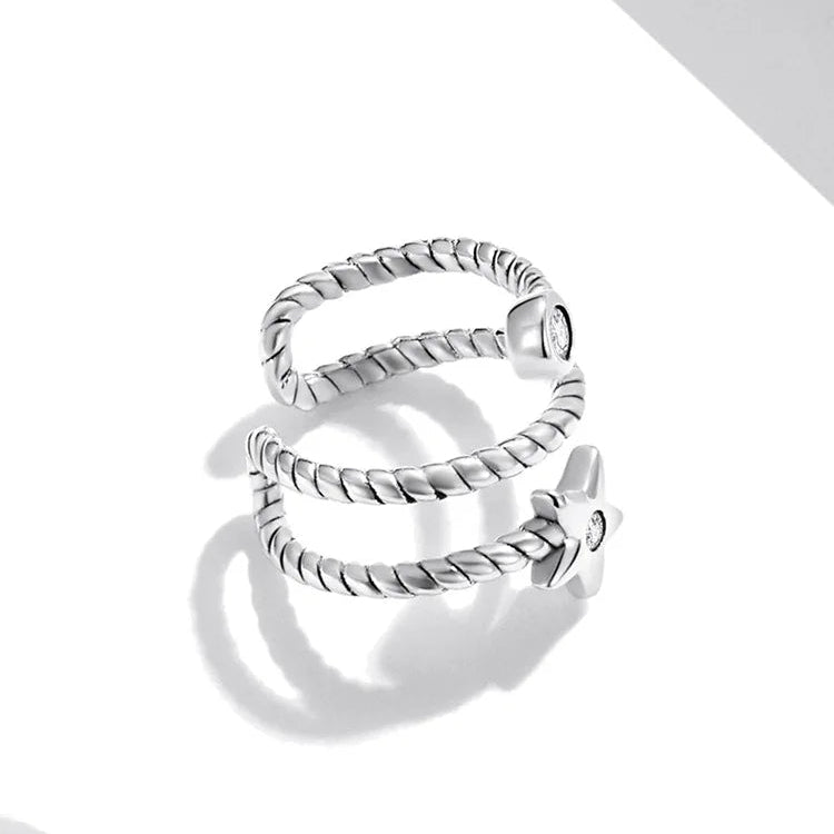 Twisted Star Ear Cuff – 925 Sterling Silver | No Piercing