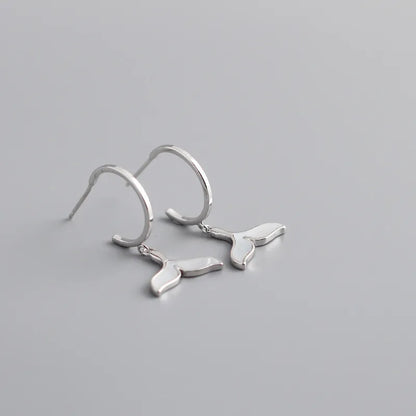 Whale Tail Hoop Earrings – 925 Sterling Silver