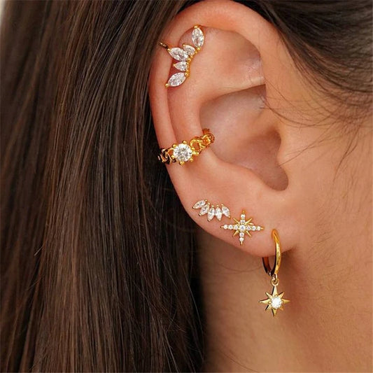 Gold Leaf 925 Sterling Silver Ear Cuff